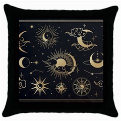 Asian-set-with-clouds-moon-sun-stars-vector-collection-oriental-chinese-japanese-korean-style Throw Pillow Case (black) by Wegoenart