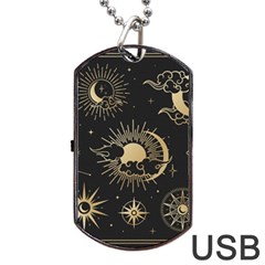 Asian-set-with-clouds-moon-sun-stars-vector-collection-oriental-chinese-japanese-korean-style Dog Tag Usb Flash (two Sides) by Wegoenart