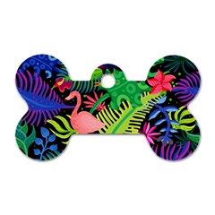 Tropical-exotic-colors-seamless-pattern Dog Tag Bone (one Side) by Wegoenart