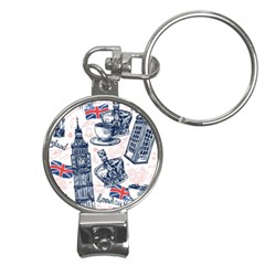 London Seamless Pattern Nail Clippers Key Chain