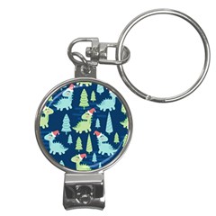 Cute-dinosaurs-animal-seamless-pattern-doodle-dino-winter-theme Nail Clippers Key Chain