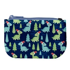 Cute-dinosaurs-animal-seamless-pattern-doodle-dino-winter-theme Large Coin Purse by Wegoenart