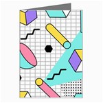 Tridimensional-pastel-shapes-background-memphis-style Greeting Card Left