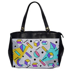 Tridimensional-pastel-shapes-background-memphis-style Oversize Office Handbag by Wegoenart