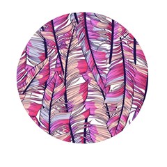 Beautiful-boho-seamless-pattern-with-pink-feathers Mini Round Pill Box by Wegoenart