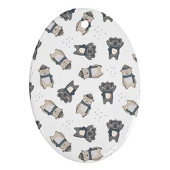 Cute Seamless Pattern With Koala Panda Bear Oval Ornament (two Sides) by Wegoenart