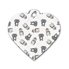 Cute Seamless Pattern With Koala Panda Bear Dog Tag Heart (two Sides) by Wegoenart