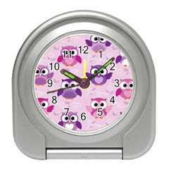 Seamless Cute Colourfull Owl Kids Pattern Travel Alarm Clock by Wegoenart