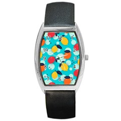 Pop Art Style Citrus Seamless Pattern Barrel Style Metal Watch by Wegoenart