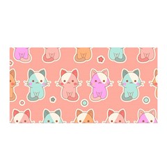Cute Kawaii Kittens Seamless Pattern Satin Wrap 35  X 70 