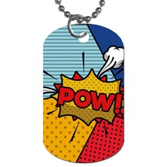 Pow Word Pop Art Style Expression Vector Dog Tag (two Sides) by Wegoenart