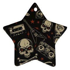 Grunge Seamless Pattern With Skulls Ornament (star)