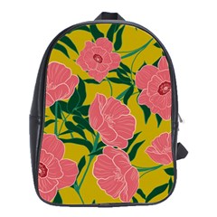 Pink Flower Seamless Pattern School Bag (large) by Wegoenart