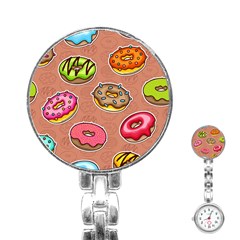 Doughnut Doodle Colorful Seamless Pattern Stainless Steel Nurses Watch by Wegoenart