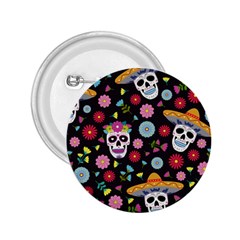 Day Dead Skull With Floral Ornament Flower Seamless Pattern 2 25  Buttons by Wegoenart