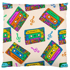 Seamless Pattern With Colorfu Cassettes Hippie Style Doodle Musical Texture Wrapping Fabric Vector Standard Flano Cushion Case (two Sides) by Wegoenart