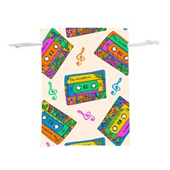 Seamless Pattern With Colorfu Cassettes Hippie Style Doodle Musical Texture Wrapping Fabric Vector Lightweight Drawstring Pouch (s)