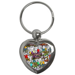 Hip Hop Background Key Chain (heart) by Wegoenart