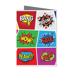 Pop Art Comic Vector Speech Cartoon Bubbles Popart Style With Humor Text Boom Bang Bubbling Expressi Mini Greeting Cards (pkg Of 8) by Wegoenart