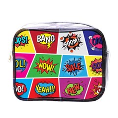 Pop Art Comic Vector Speech Cartoon Bubbles Popart Style With Humor Text Boom Bang Bubbling Expressi Mini Toiletries Bag (one Side)