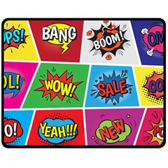 Pop Art Comic Vector Speech Cartoon Bubbles Popart Style With Humor Text Boom Bang Bubbling Expressi Fleece Blanket (medium)  by Wegoenart