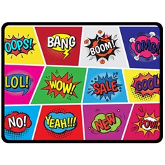 Pop Art Comic Vector Speech Cartoon Bubbles Popart Style With Humor Text Boom Bang Bubbling Expressi Double Sided Fleece Blanket (large)  by Wegoenart