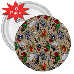 Tattoo Pattern 3  Buttons (10 Pack)  by Wegoenart