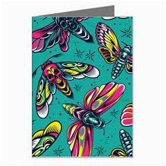 Vintage Colorful Insects Seamless Pattern Greeting Card by Wegoenart