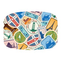 Travel Pattern Immigration Stamps Stickers With Historical Cultural Objects Travelling Visa Immigran Mini Square Pill Box by Wegoenart