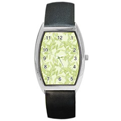 Watercolor Leaves On The Wall  Barrel Style Metal Watch by ConteMonfrey