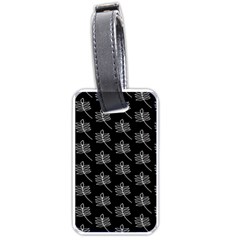 Black Cute Leaves Luggage Tag (one Side) by ConteMonfrey