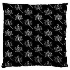 Black Cute Leaves Large Cushion Case (one Side) by ConteMonfrey