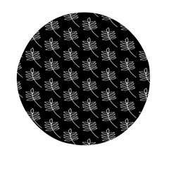 Black Cute Leaves Mini Round Pill Box by ConteMonfrey