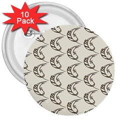 Cute Leaves Draw 3  Buttons (10 Pack) 