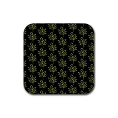 Autumn Leaves Black Rubber Coaster (square) by ConteMonfrey