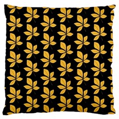 Orange And Black Leaves Large Cushion Case (one Side) by ConteMonfrey