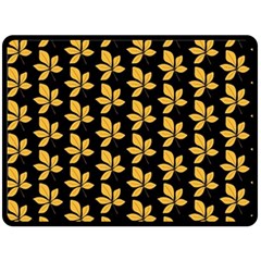 Orange And Black Leaves Double Sided Fleece Blanket (large) 