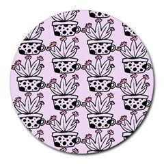 Lovely Cactus With Flower Round Mousepad by ConteMonfrey