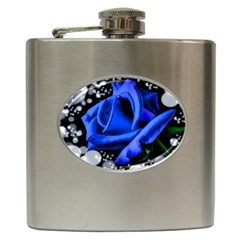 Blue Rose Bloom Blossom Hip Flask (6 Oz) by Wegoenart