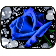 Blue Rose Bloom Blossom Double Sided Fleece Blanket (mini)  by Wegoenart