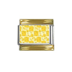 Party Confetti Yellow Squares Gold Trim Italian Charm (9mm) by Wegoenart