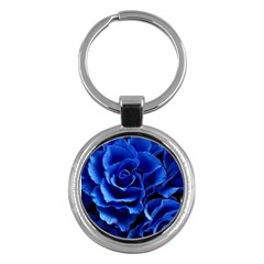Blue Rose Flower Plant Romance Key Chain (round) by Wegoenart