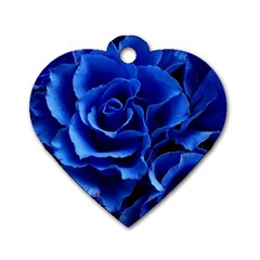 Blue Rose Flower Plant Romance Dog Tag Heart (two Sides) by Wegoenart