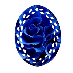 Blue Rose Flower Plant Romance Oval Filigree Ornament (two Sides) by Wegoenart