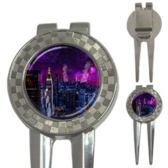 New York Manhattan Skyline Cityscape Downtown 3-in-1 Golf Divots by Wegoenart