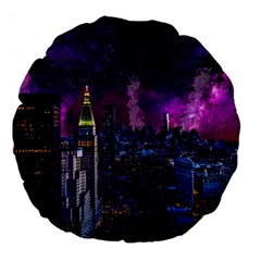 New York Manhattan Skyline Cityscape Downtown Large 18  Premium Flano Round Cushions by Wegoenart