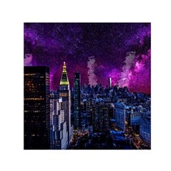 New York Manhattan Skyline Cityscape Downtown Square Satin Scarf (30  X 30 ) by Wegoenart