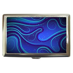 Wavy Abstract Blue Cigarette Money Case