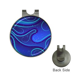 Wavy Abstract Blue Hat Clips With Golf Markers