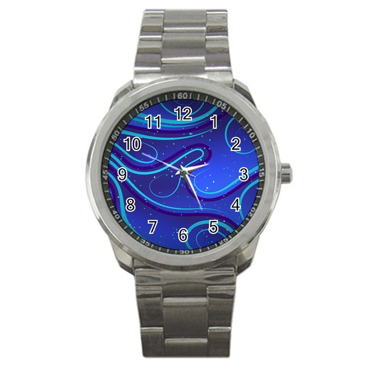 Wavy Abstract Blue Sport Metal Watch